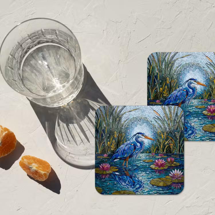 Onderzetter​ - Vogel - Water - Natuur - Abstract - Blauw — 3