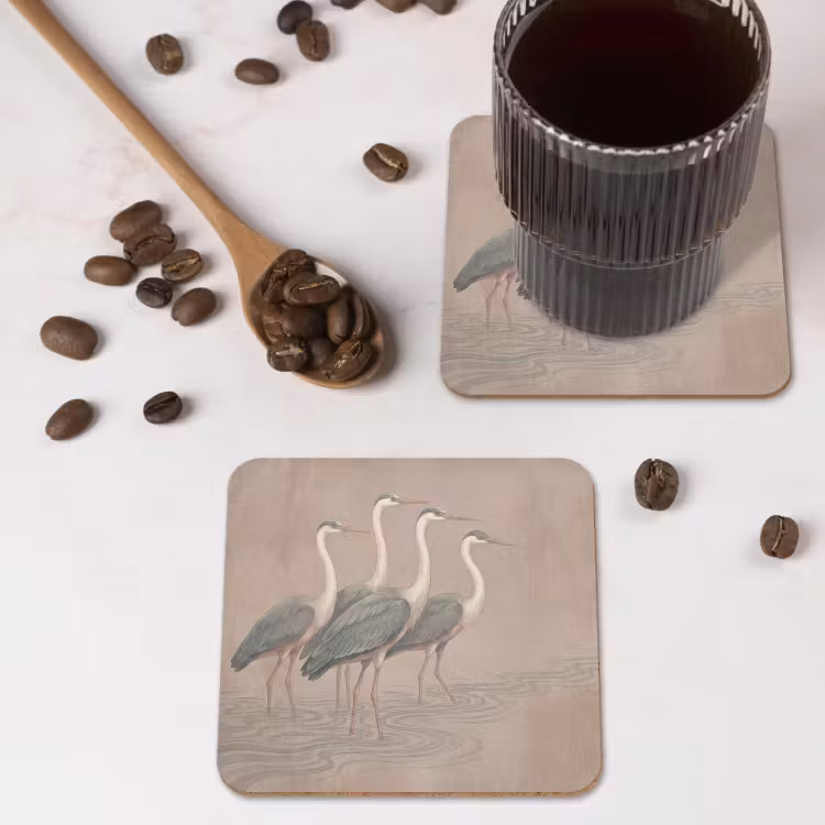 Onderzetter - Vogel - Water - Natuur - Vintage — 4