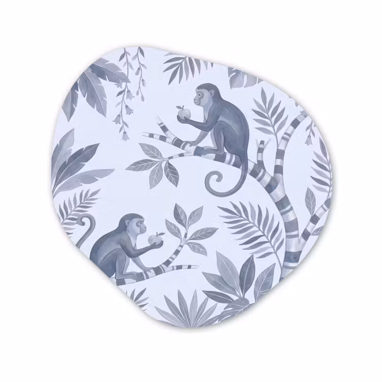 Organisch schilderij - Forex - Aap - Boom - Bladeren - Jungle - Illustratie — 1