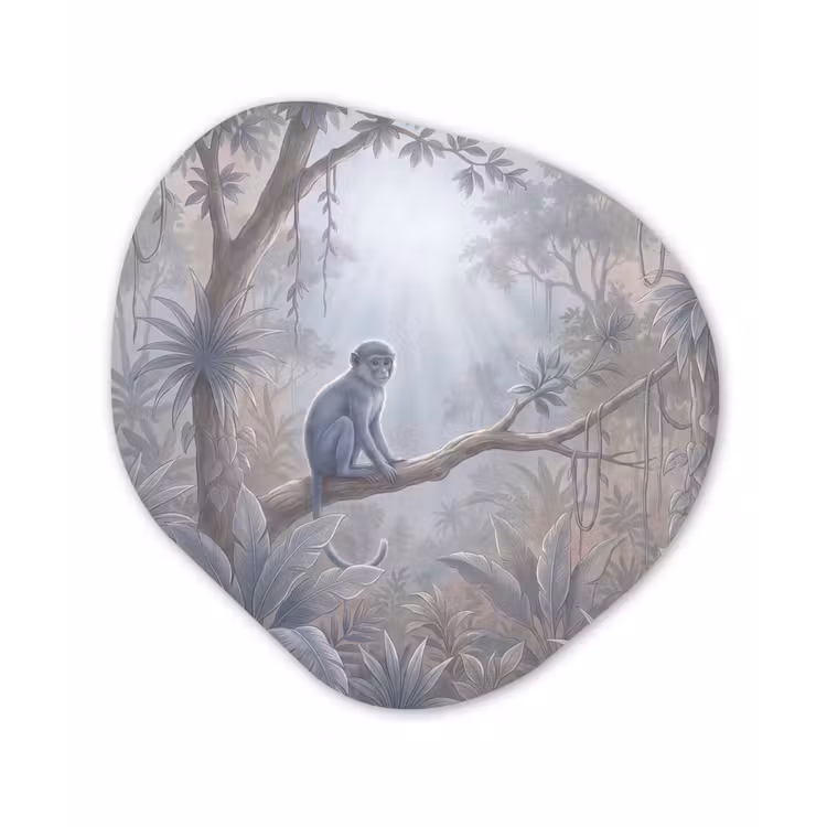 Organisch schilderij - Forex - Aap - Boom - Jungle - Natuur - Grijs — 1