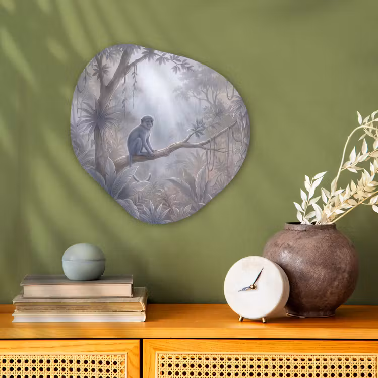 Organisch schilderij - Forex - Aap - Boom - Jungle - Natuur - Grijs — 2