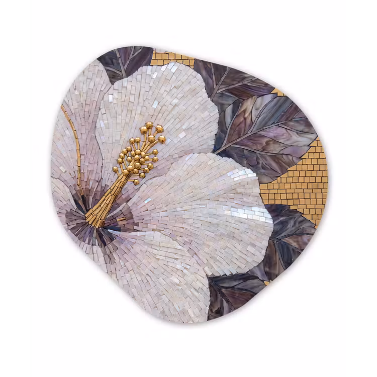 Organisch schilderij - Forex - Bloemen - Mozaïek - Kunst - Modern - Goud — 1