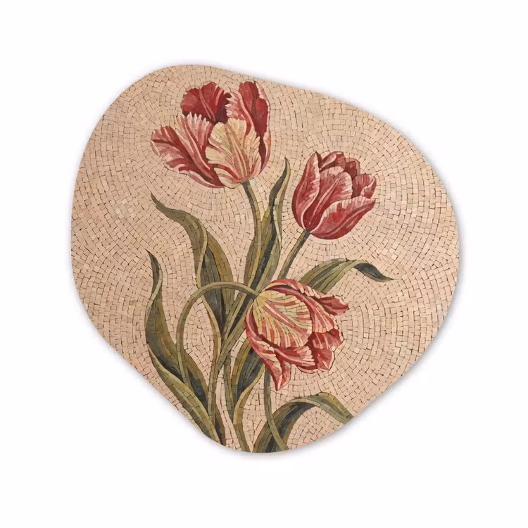 Organisch schilderij - Forex - Bloemen - Mozaïek - Rood - Groen - Kunst — 1
