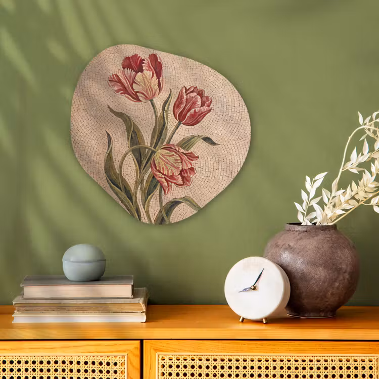 Organisch schilderij - Forex - Bloemen - Mozaïek - Rood - Groen - Kunst — 2