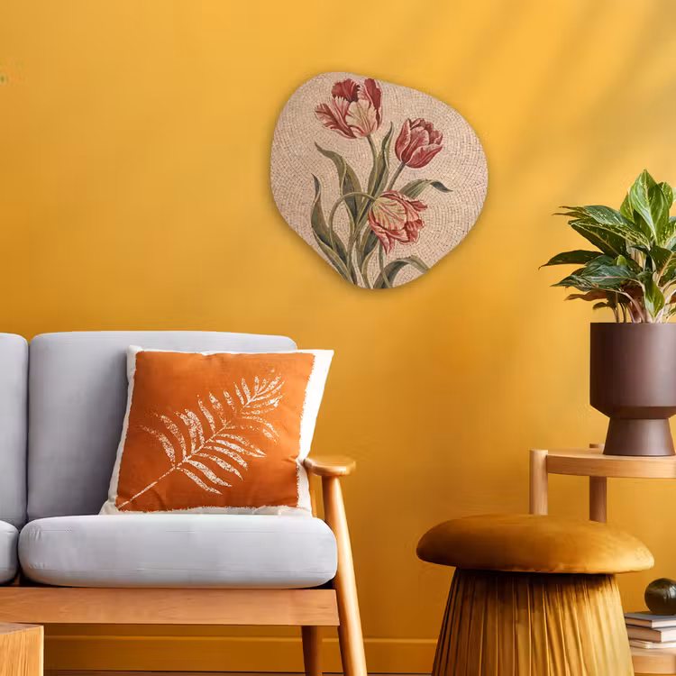 Organisch schilderij - Forex - Bloemen - Mozaïek - Rood - Groen - Kunst — 3