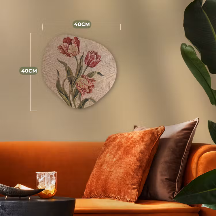 Organisch schilderij - Forex - Bloemen - Mozaïek - Rood - Groen - Kunst — 4