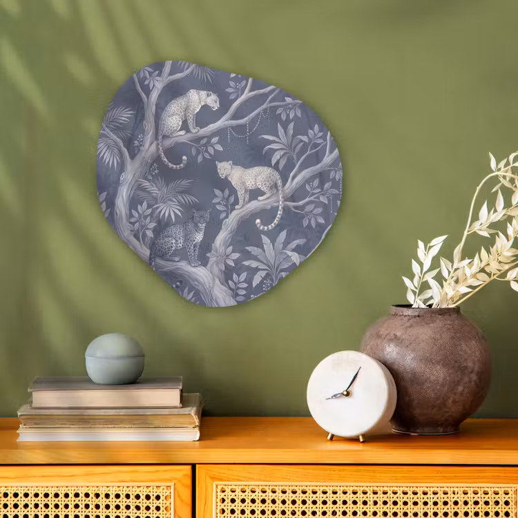 Organisch schilderij - Forex - Dieren - Jungle - Illustratie - Bomen - Blauw — 2