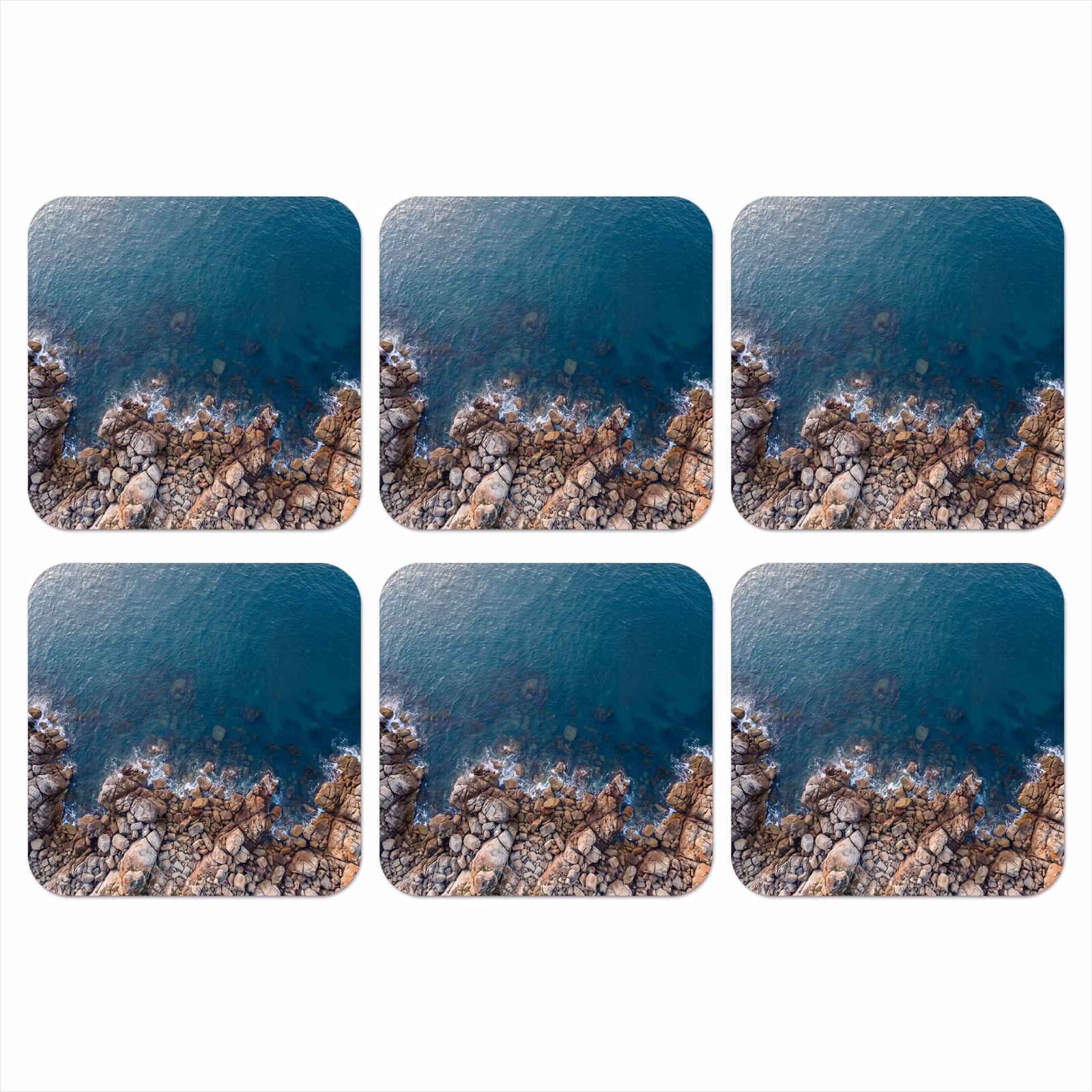 Onderzetter - Zee - Kustlijn - Natuur - Abstract - Blauw — 1