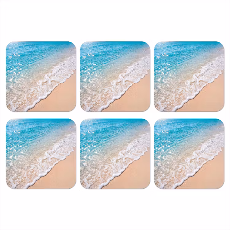 Onderzetter - Strand - Water - Natuur - Blauw - Beige — 1