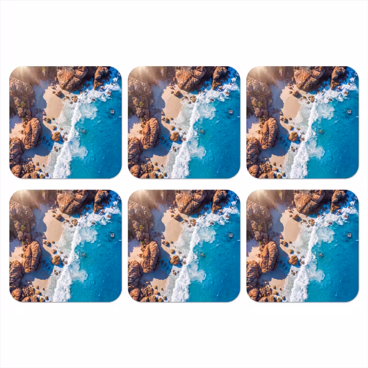 Onderzetter - Strand - Zee - Rotsen - Natuur - Blauw — 1