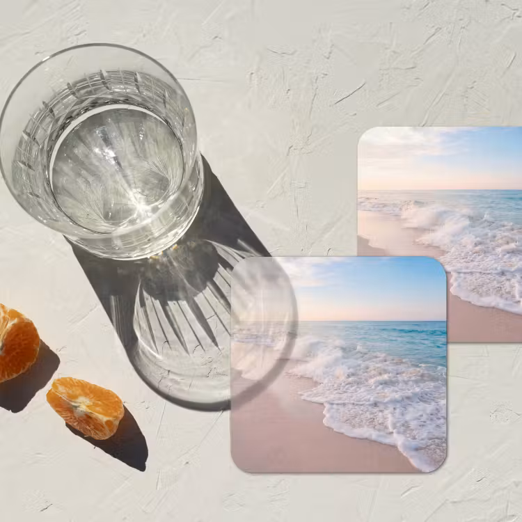 Onderzetter - Zee - Golven - Strand - Natuur - Wit — 3