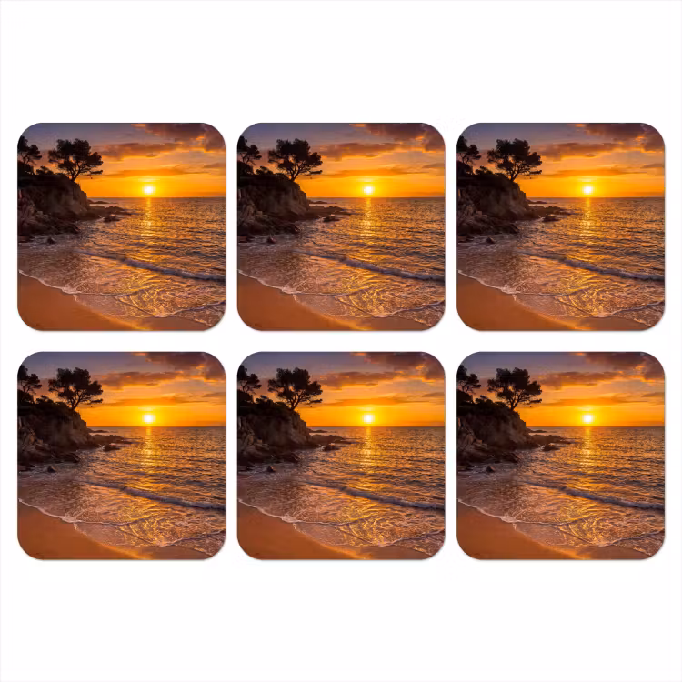 Onderzetter - Zee - Kust - Zonsondergang - Natuur - Oranje — 1