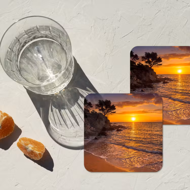 Onderzetter - Zee - Kust - Zonsondergang - Natuur - Oranje — 3