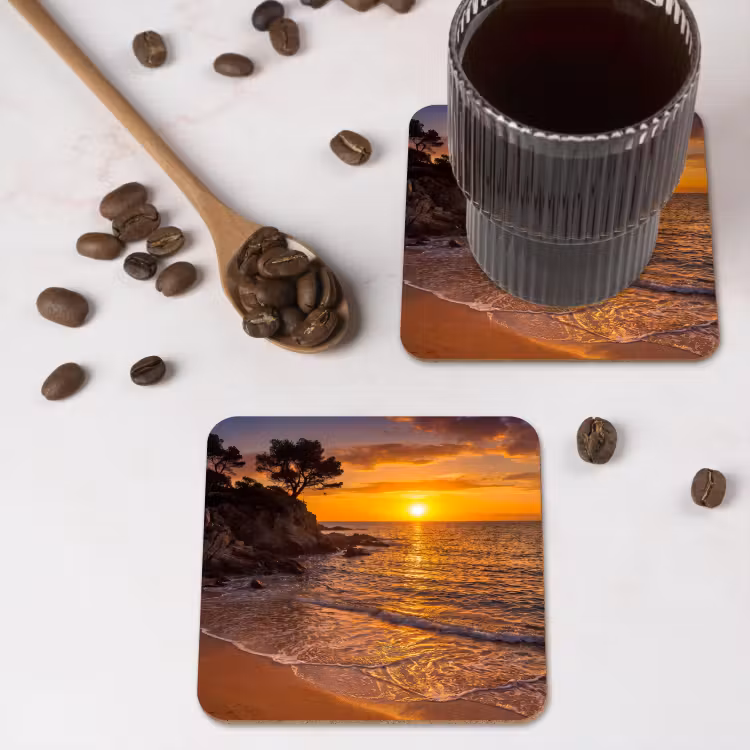 Onderzetter - Zee - Kust - Zonsondergang - Natuur - Oranje — 4