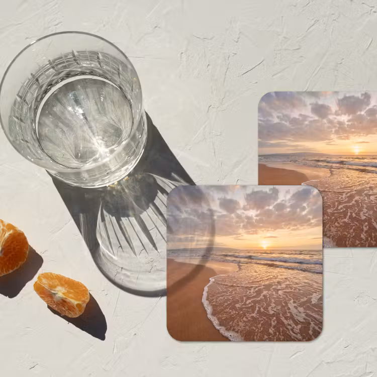 Onderzetter - Zee - Kustlijn - Wolken - Landschap - Oranje — 3