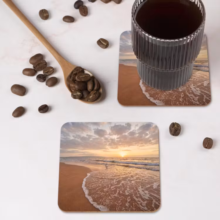 Onderzetter - Zee - Kustlijn - Wolken - Landschap - Oranje — 4