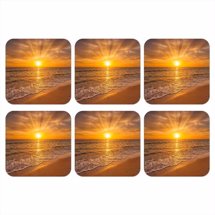 Onderzetter - Zee - Zonsondergang - Golven - Kust - Oranje — 1