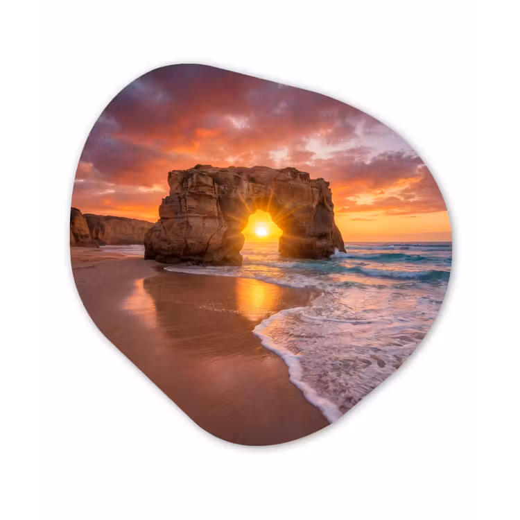 Organisch schilderij - Forex - Kust - Rots - Zonsondergang - Zee - Natuur — 1