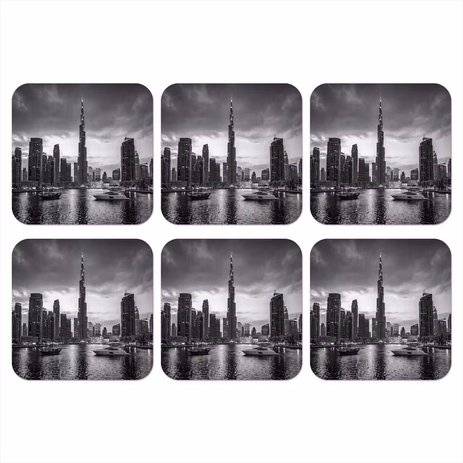 Onderzetter - Stad - Skyline - Architectuur - Avond - Zwart-wit — 1