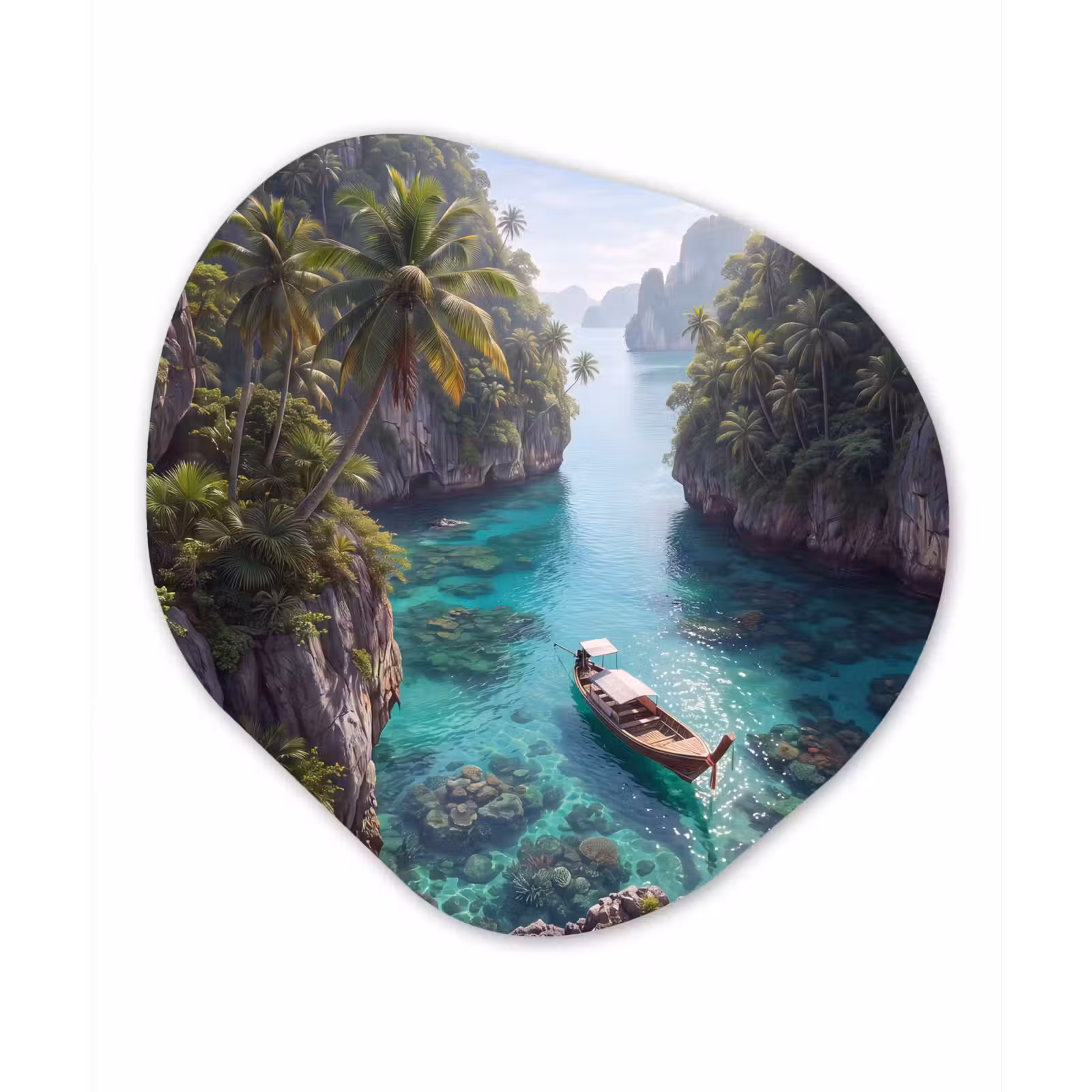 Organisch schilderij - Forex - Eiland - Tropisch - Water - Palmbomen - Natuur — 1