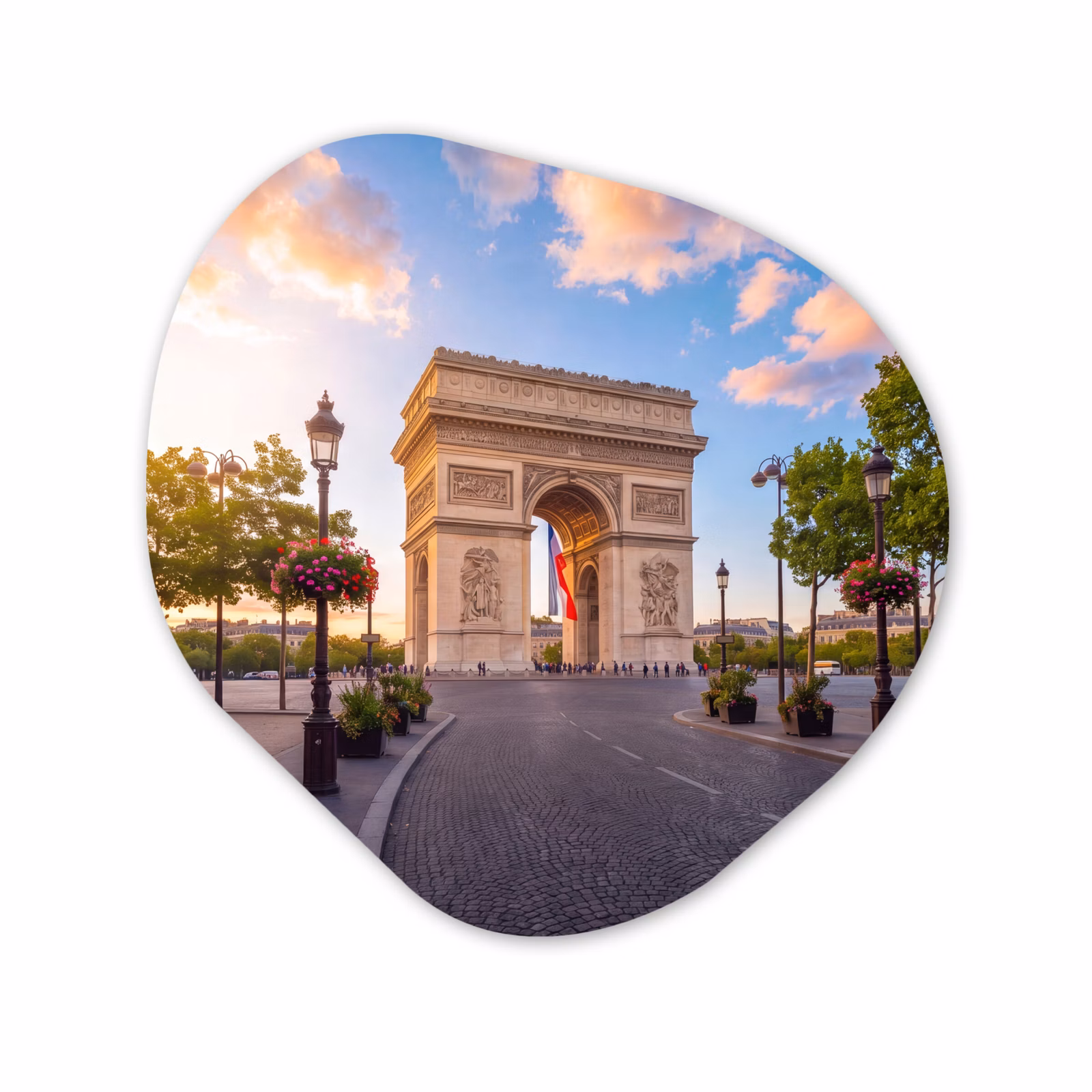 Organisch schilderij - Forex - Monument - Parijs - Zonsondergang - Architectuur - Goud — 1