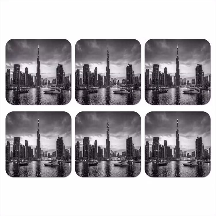 Onderzetter - Stad - Skyline - Architectuur - Avond - Zwart-wit — 1