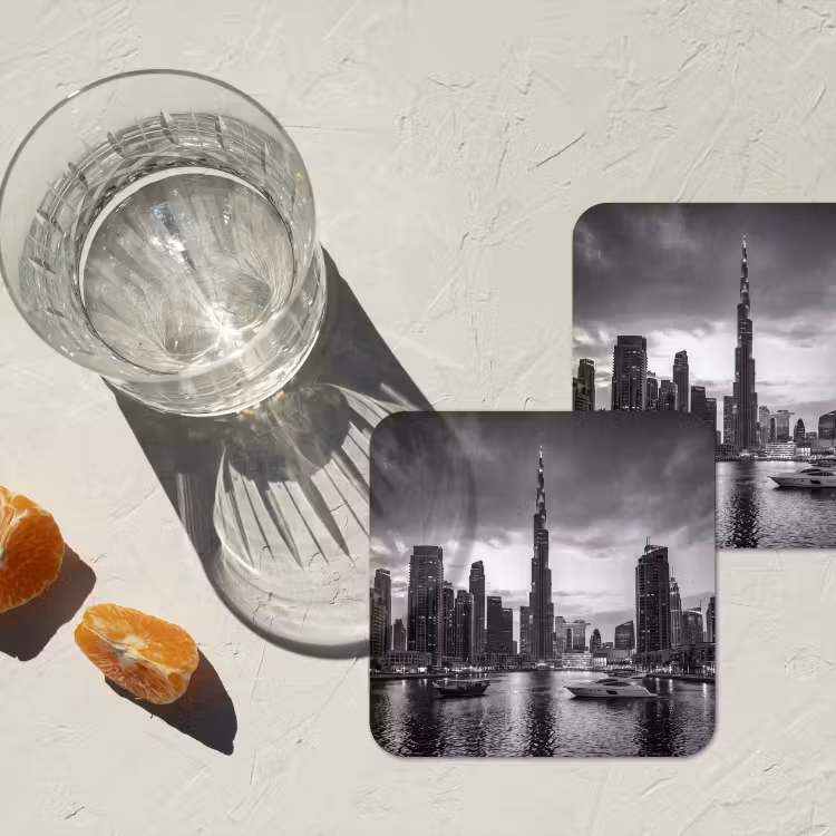 Onderzetter - Stad - Skyline - Architectuur - Avond - Zwart-wit — 3