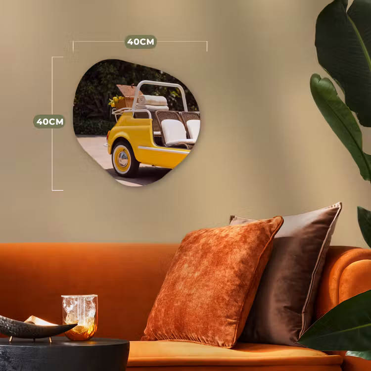 Organisch schilderij - Forex - Auto - Picknick - Zomer - Geel — 4