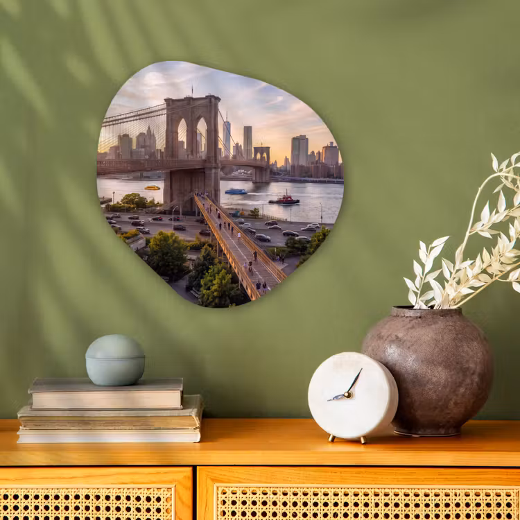 Organisch schilderij - Forex - Brug - Rivier - Stad - Zonsondergang - Architectuur — 2
