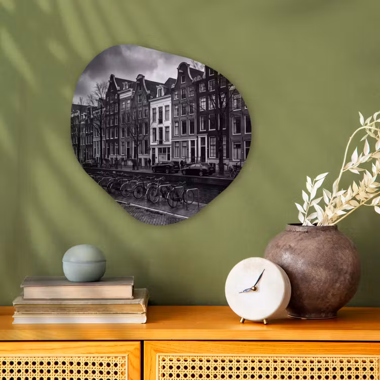 Organisch schilderij - Forex - Huis - Gracht - Amsterdam - Architectuur - Zwart-wit — 2