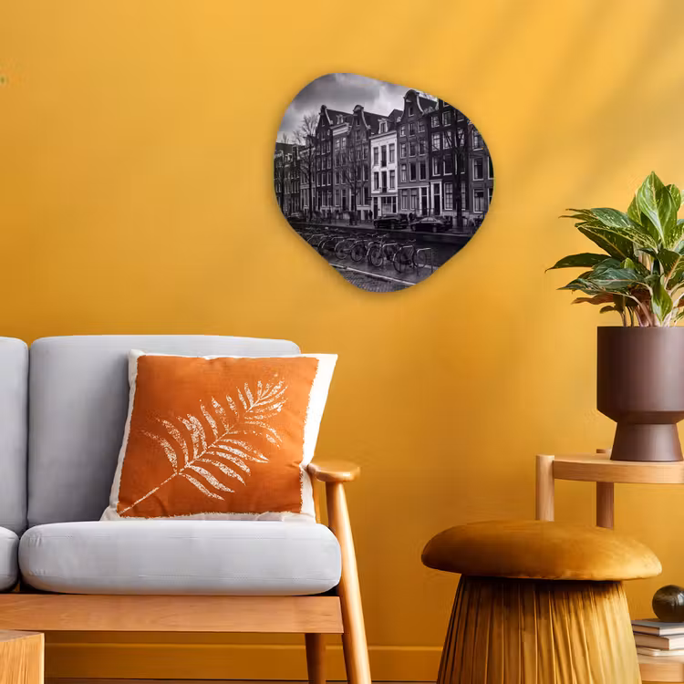 Organisch schilderij - Forex - Huis - Gracht - Amsterdam - Architectuur - Zwart-wit — 3