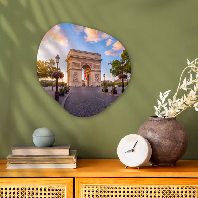 Organisch schilderij - Forex - Monument - Parijs - Zonsondergang - Architectuur - Goud — 2