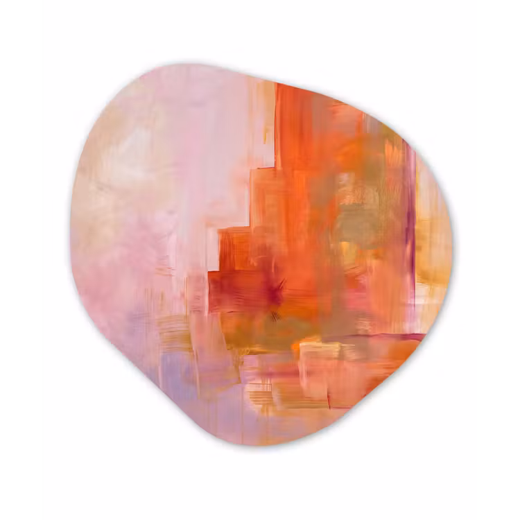 Organisch schilderij - Forex - Abstract - Borstelstreken - Kunst - Paars - Goud — 1