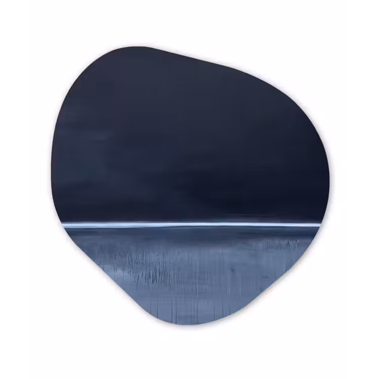 Organisch schilderij - Forex - Abstract - Horizontale lijn - Minimalistisch - Donkerblauw - Kunst — 1