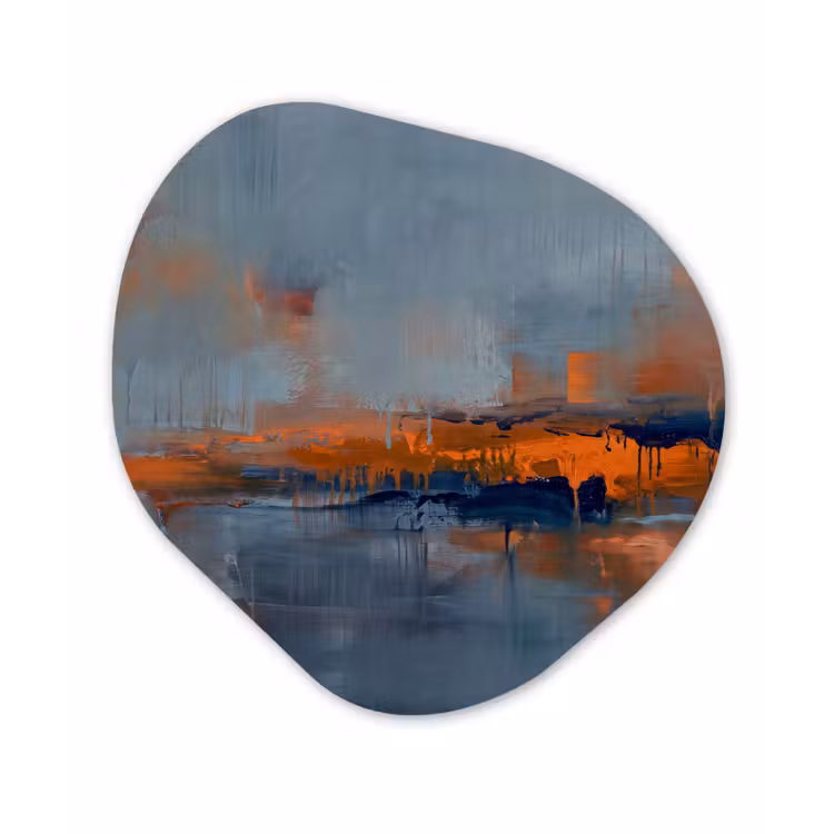 Organisch schilderij - Forex - Abstract - Kleuren - Modern - Oranje - Grijs — 1