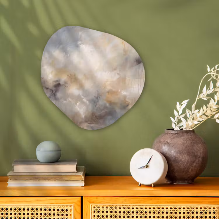 Organisch schilderij - Forex - Abstract - Wolken - Sfeervol - Beige - Grijs — 2