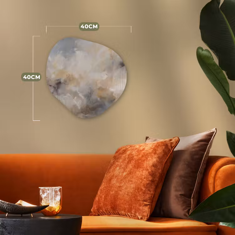 Organisch schilderij - Forex - Abstract - Wolken - Sfeervol - Beige - Grijs — 4