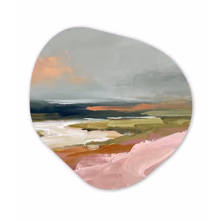 Organisch schilderij - Forex - Landschap - Rivier - Abstract - Roze - Groen — 1