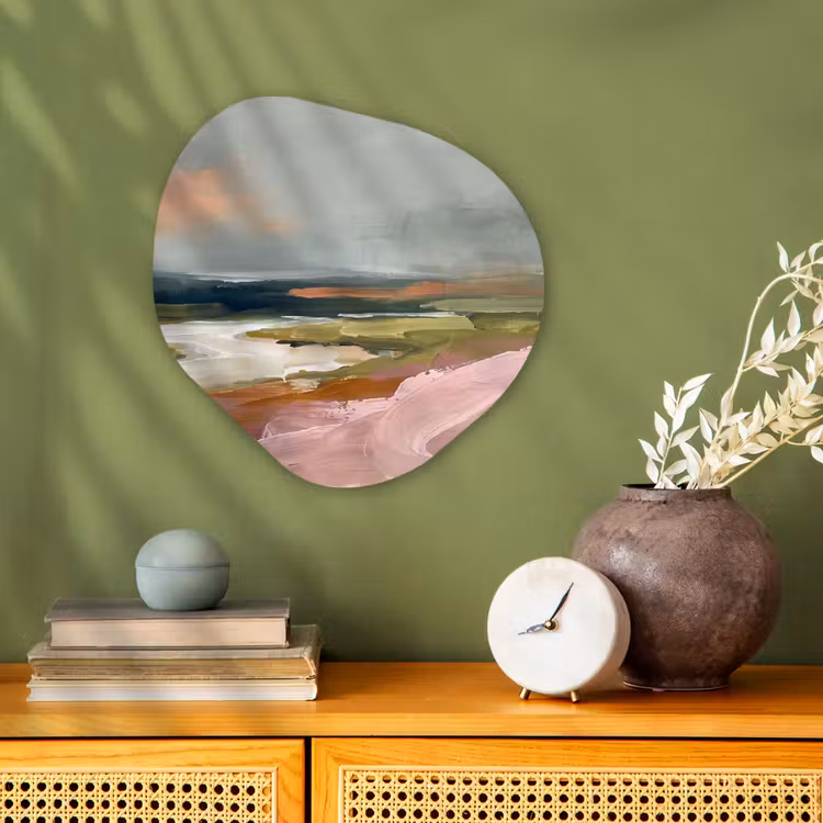 Organisch schilderij - Forex - Landschap - Rivier - Abstract - Roze - Groen — 2