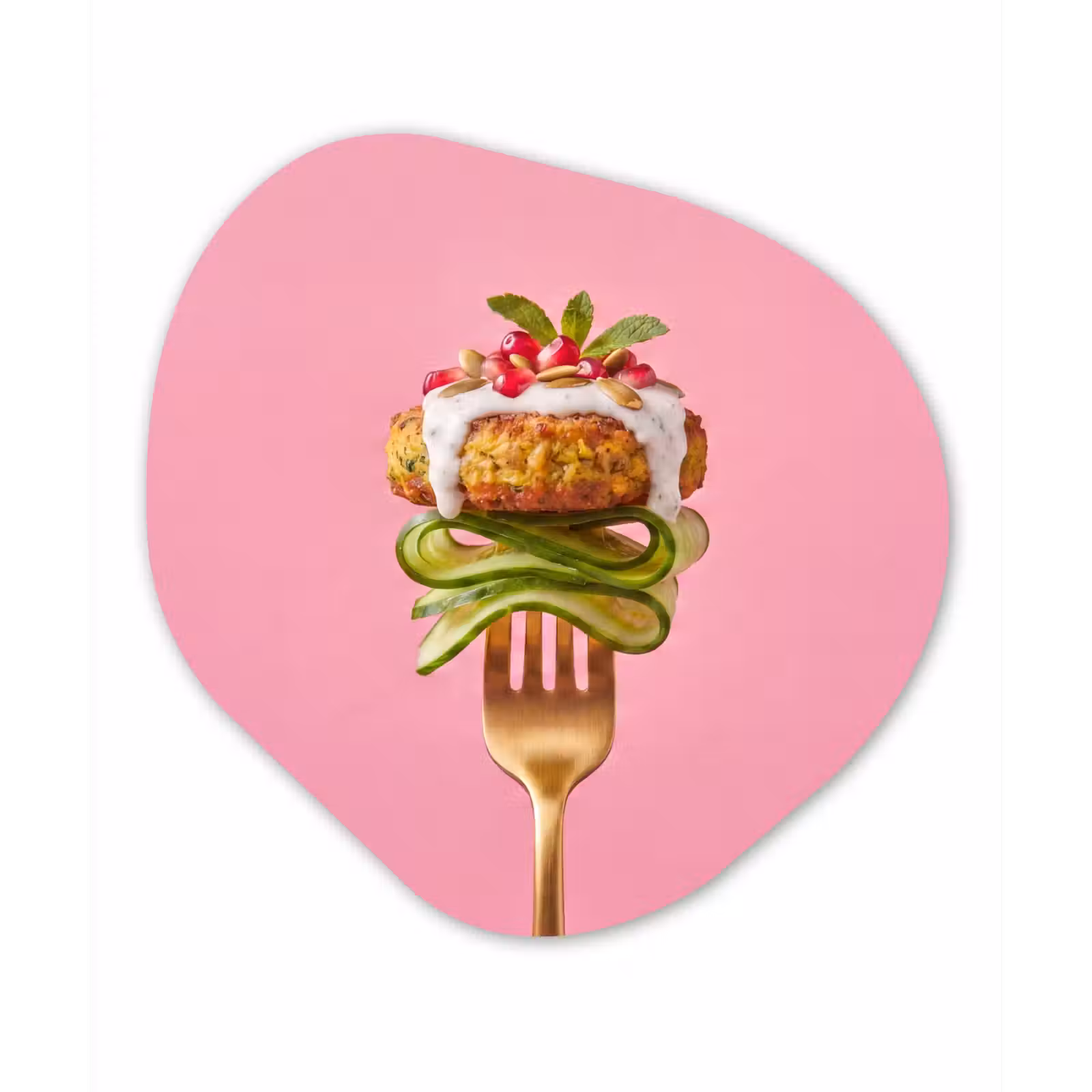 Organisch schilderij - Forex - Eten - Vork - Roze — 1