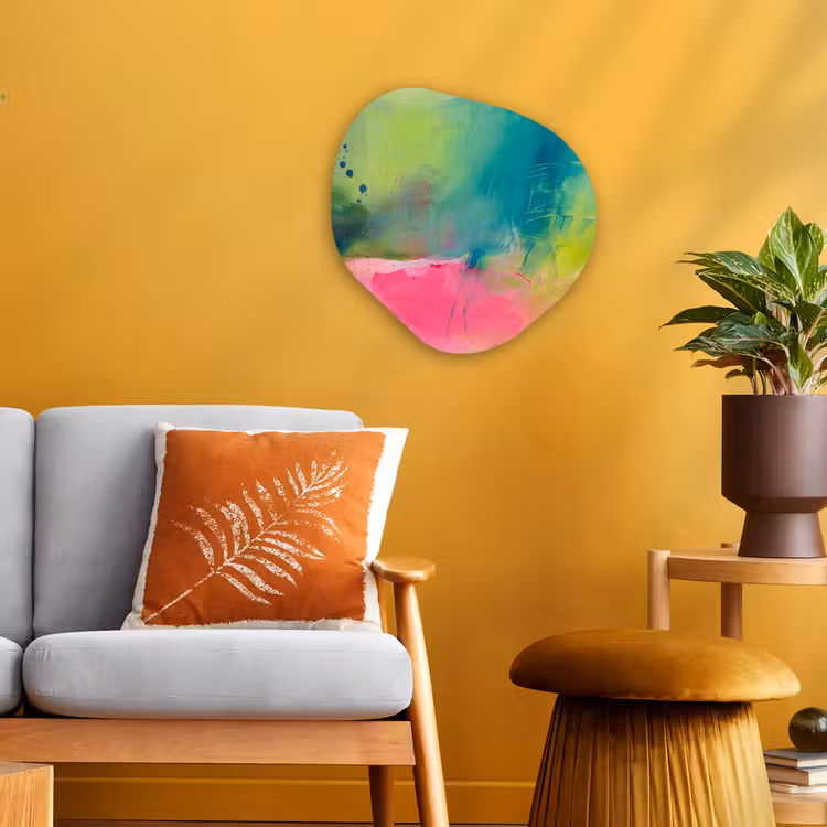 Organisch schilderij - Forex - Abstract - Kleuren - Modern - Groen - Roze — 3