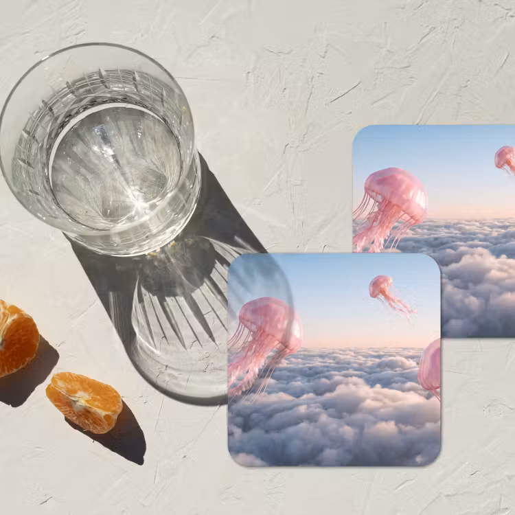 Onderzetter - Roze dier - Wolken — 3