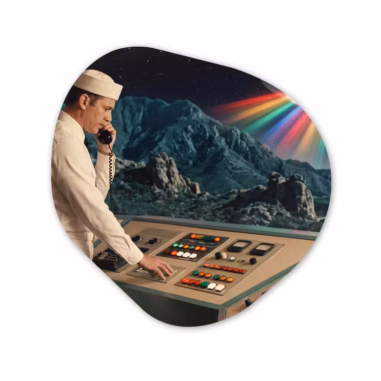 Organisch schilderij - Forex - Man - Controlekamer - Strand — 1