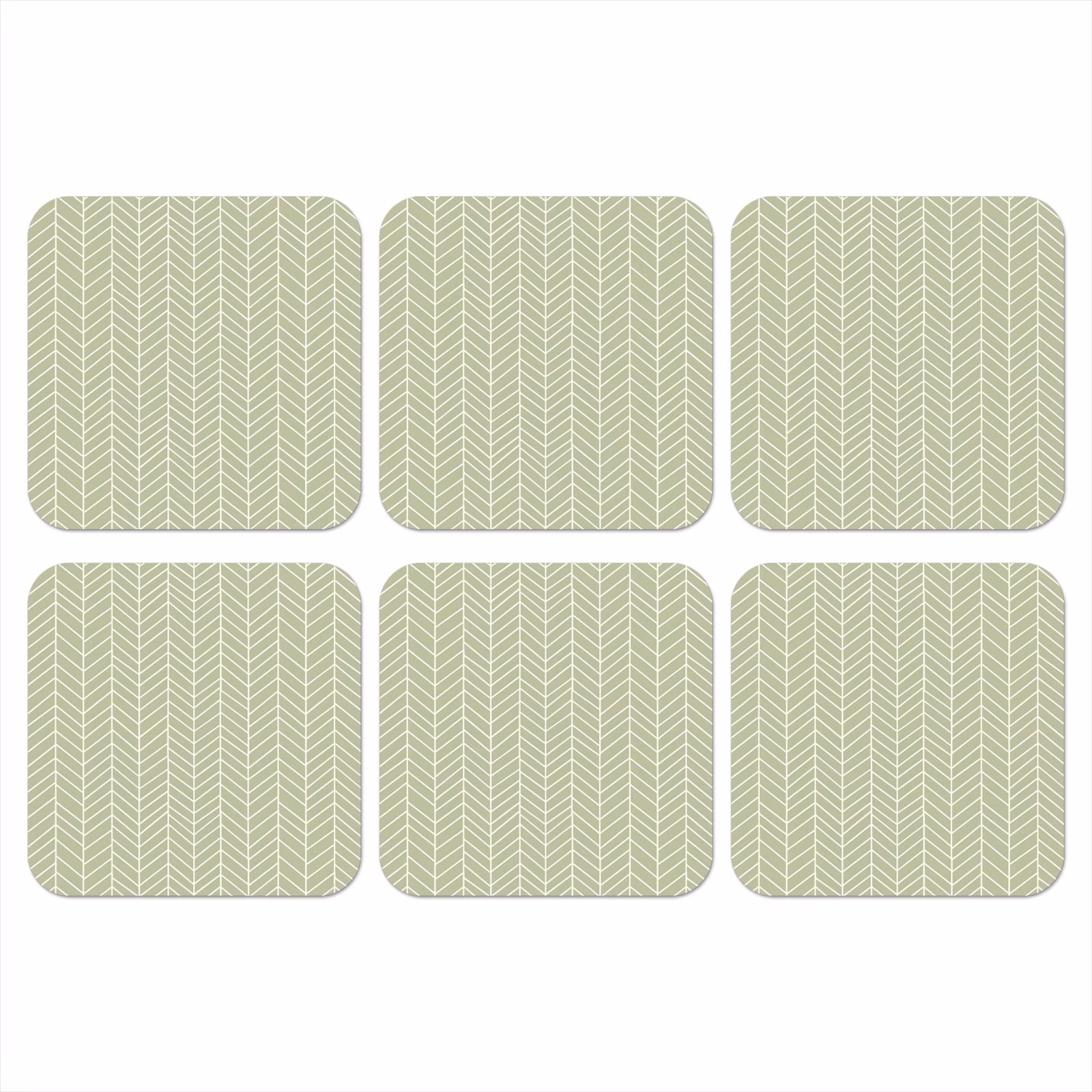 Onderzetter - Saliegroen - Visgraat - Geometrisch - Patroon — 1