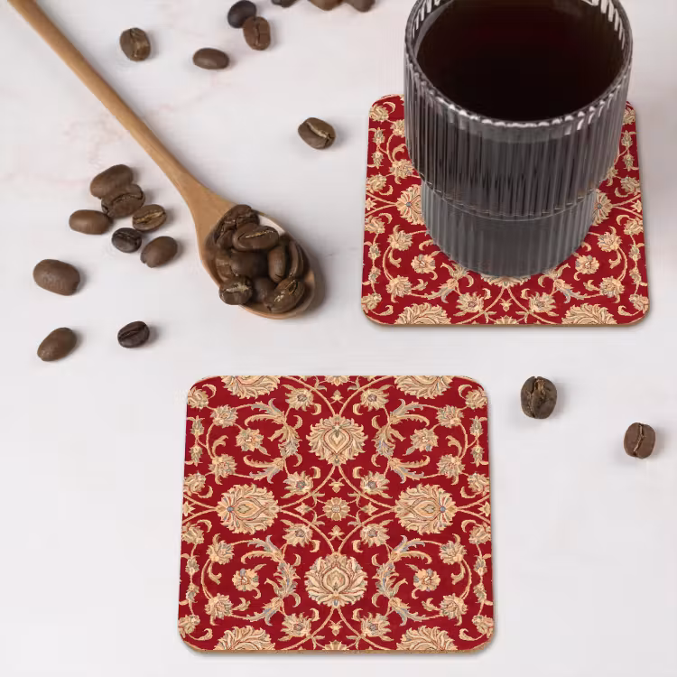 Onderzetter - Patroon - Bloem - Klassiek - Oosters - Rood — 4