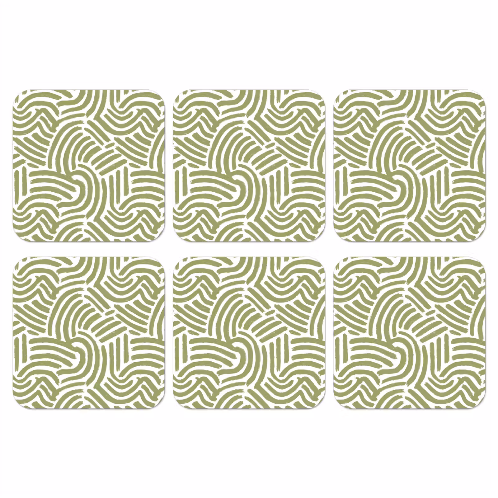 Onderzetter - Saliegroen - Abstract - Bogen - Handgetekend - Patroon — 1