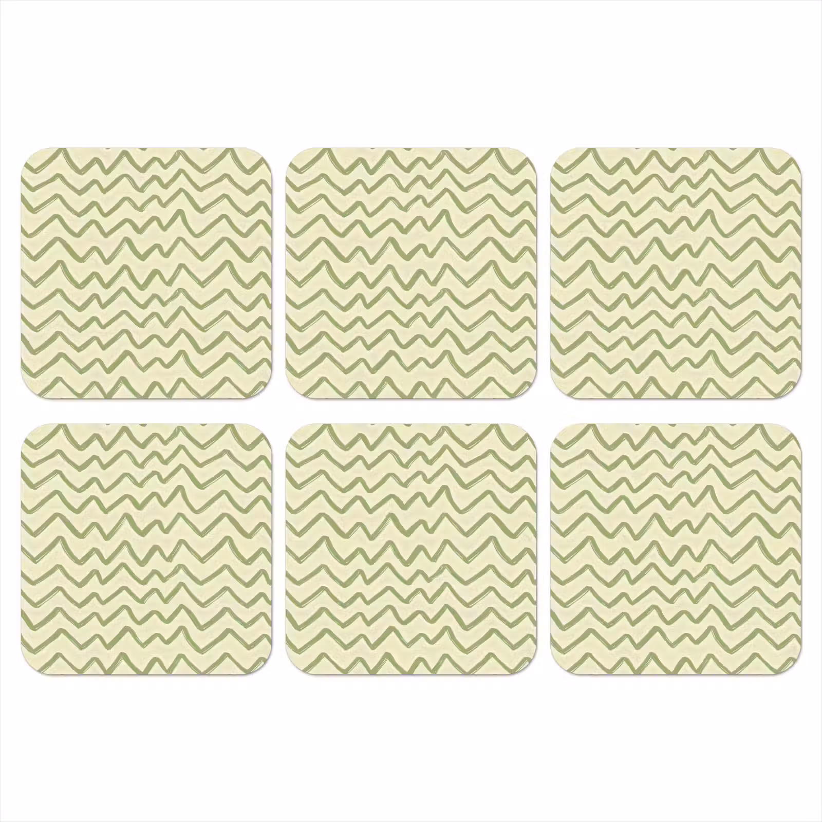 Onderzetter - Saliegroen - Zigzag - Handgetekend - Patroon — 1