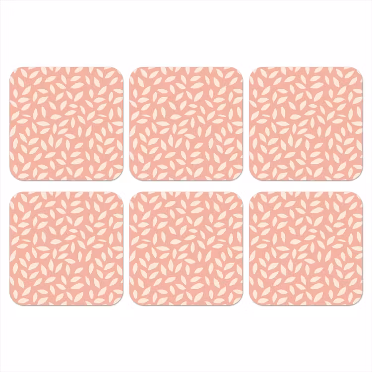 Onderzetter - Roze - Bladeren - Speels - Patroon — 1