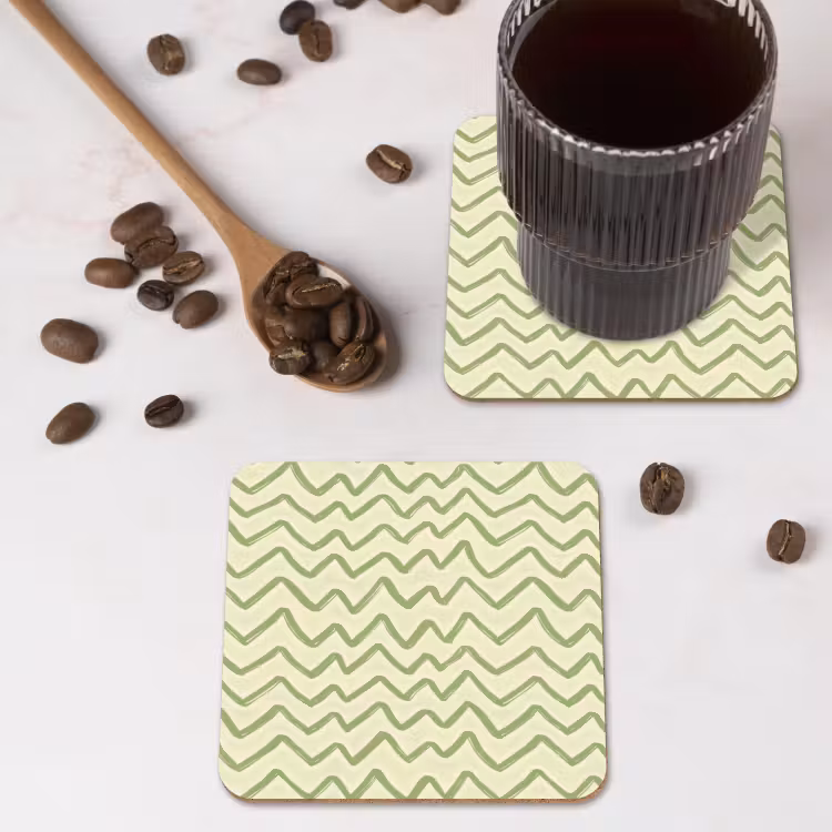 Onderzetter - Saliegroen - Zigzag - Handgetekend - Patroon — 4