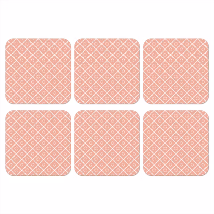 Onderzetter - Zalmroze - Geometrisch - Elegant - Patroon — 1